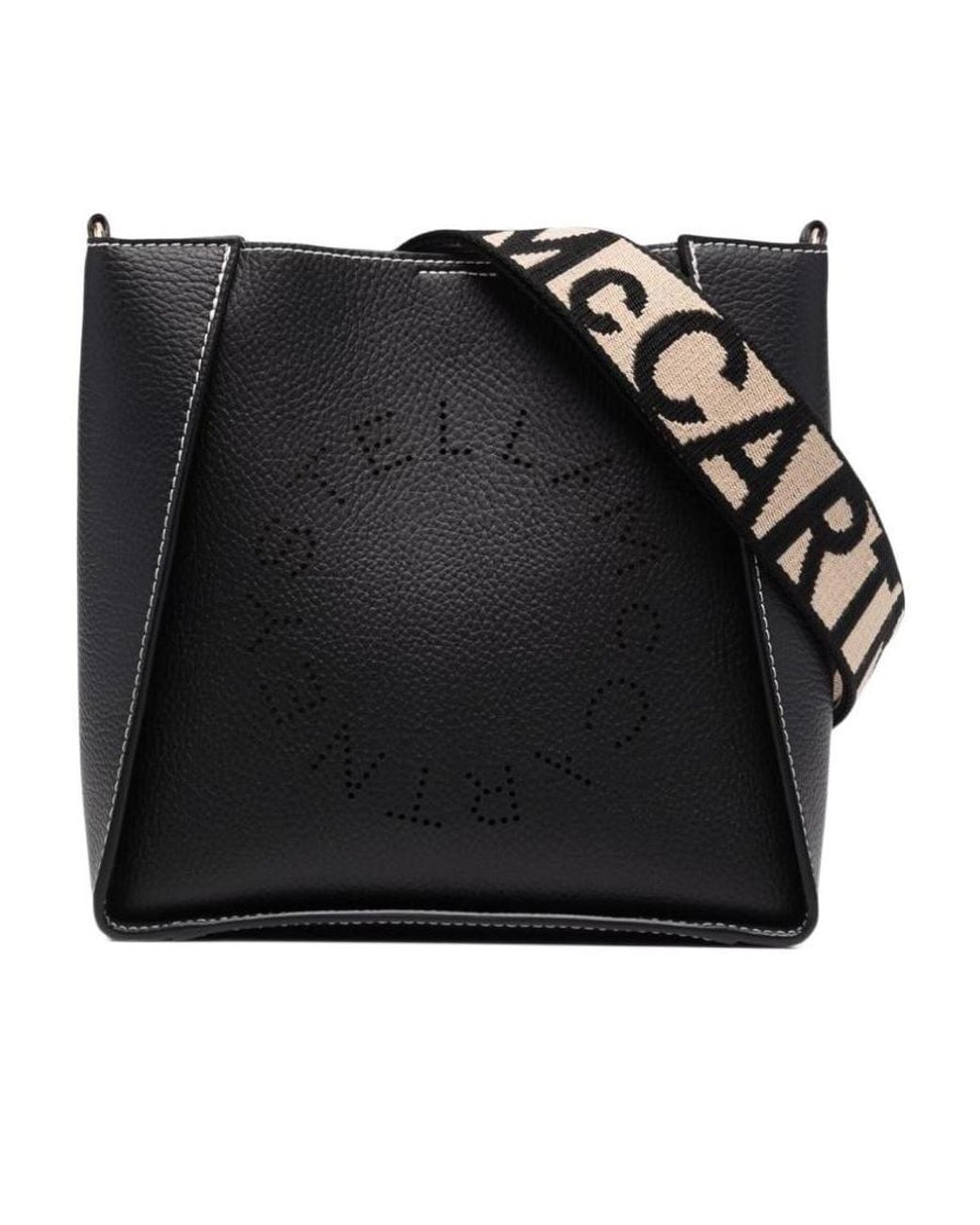 Stella McCartney Black Logo Perforated Crossbody Bag