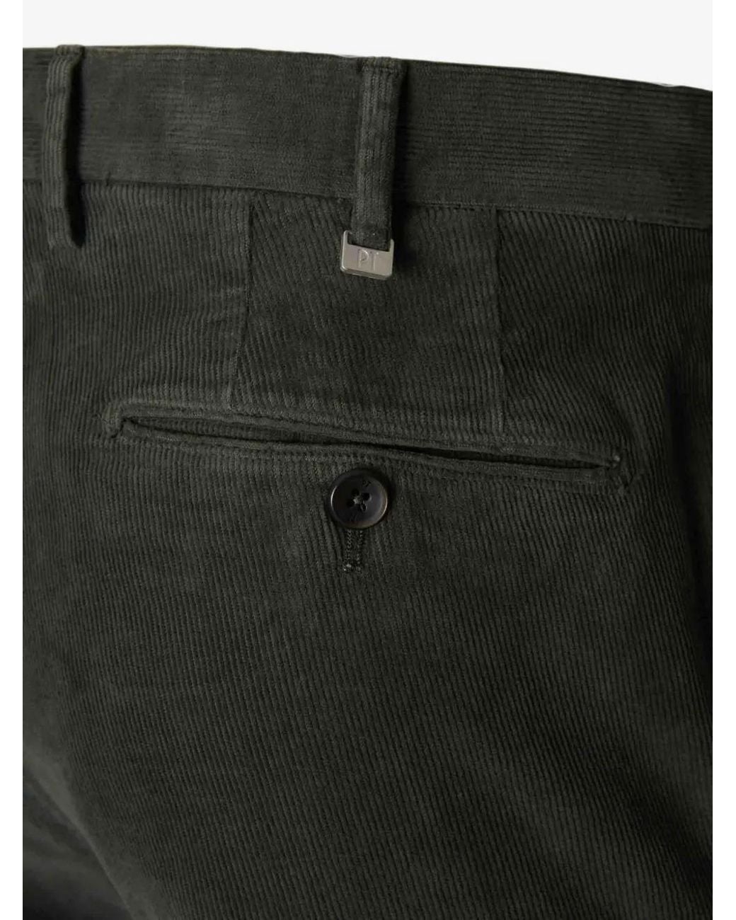 Pt Pantaloni Black Slim-Fit Corduroy Trousers for men