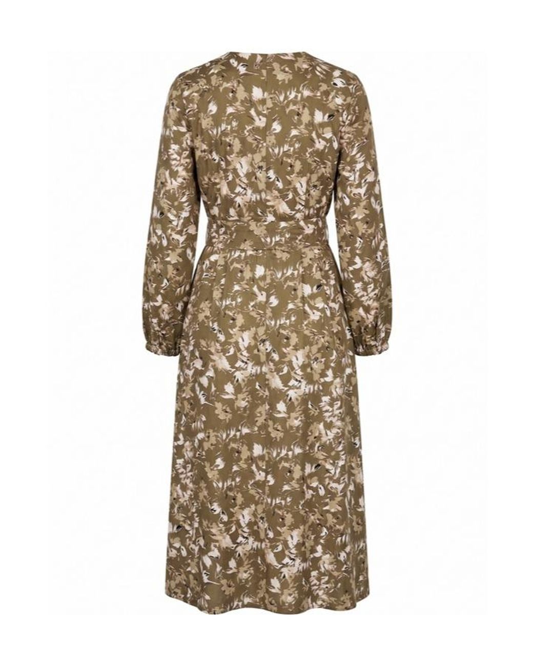 Max Mara Natural Floral-Print Belted Midi Dress