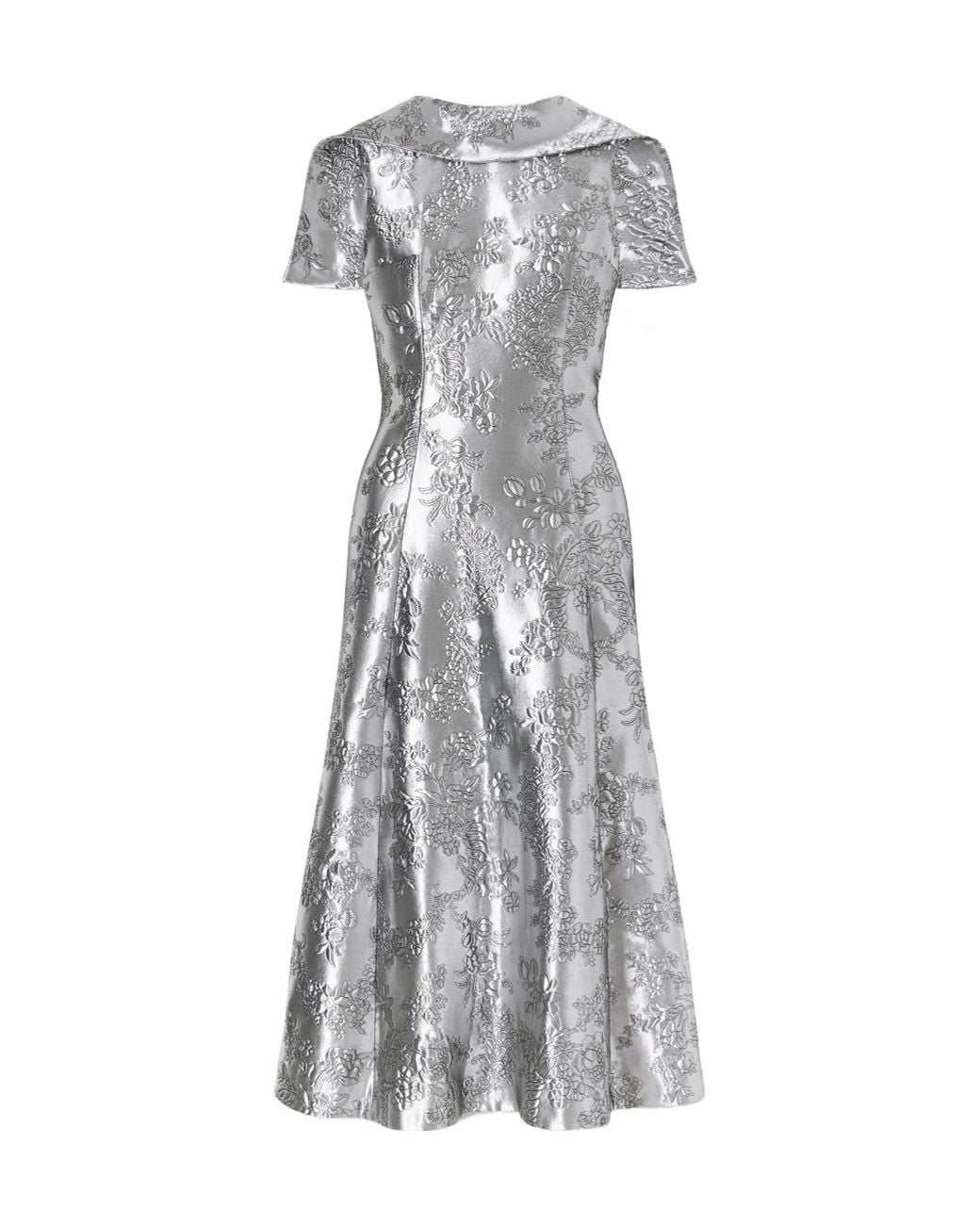 Emilia Wickstead Gray Harlow Embroidered Metallic Cloqué Gown