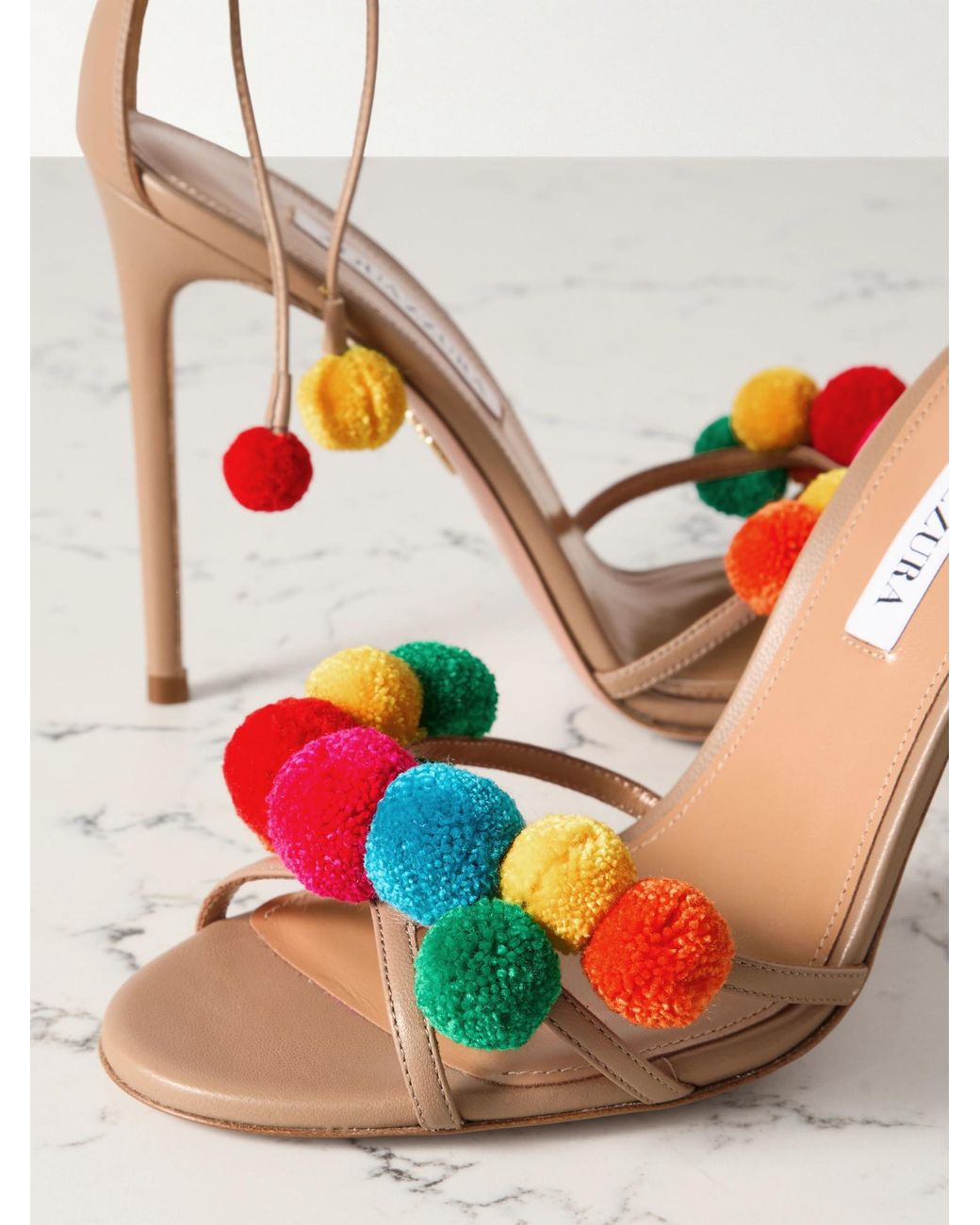 Aquazzura Metallic Fiesta 105 Embellished Leather Sandals