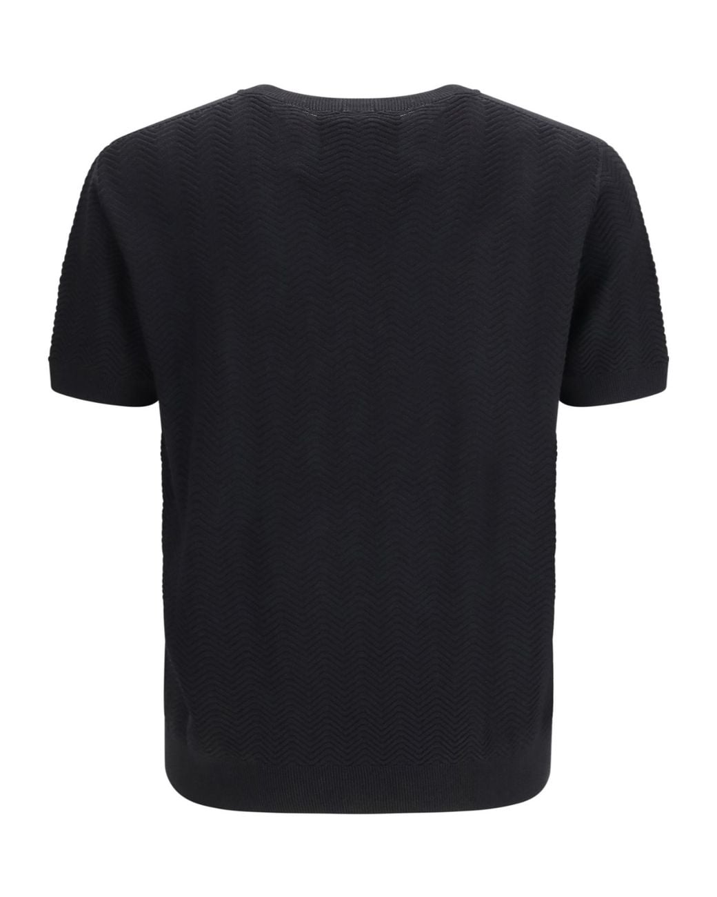 Giorgio Armani Black Textured Knit Short-Sleeve Sweater for men
