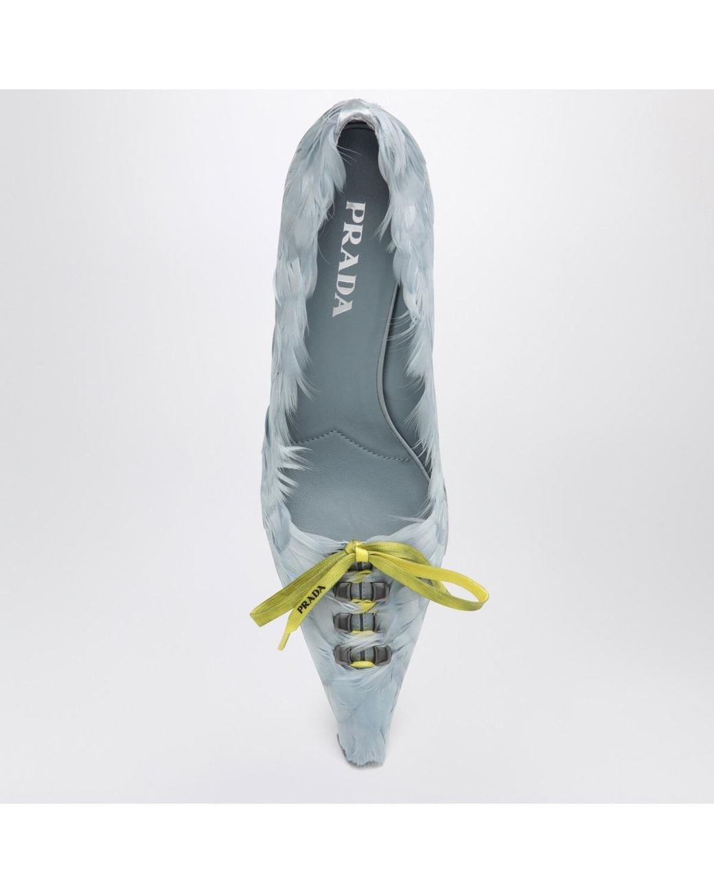 Prada Blue Embellished Satin Pumps