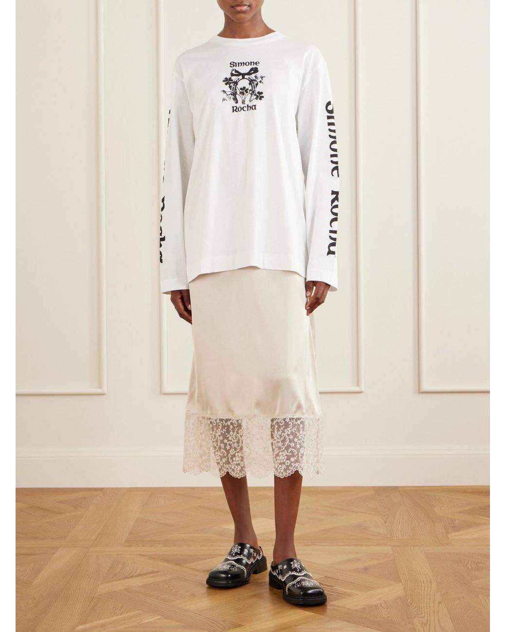 Simone Rocha White Logo-Printed Cotton-Jersey T-Shirt