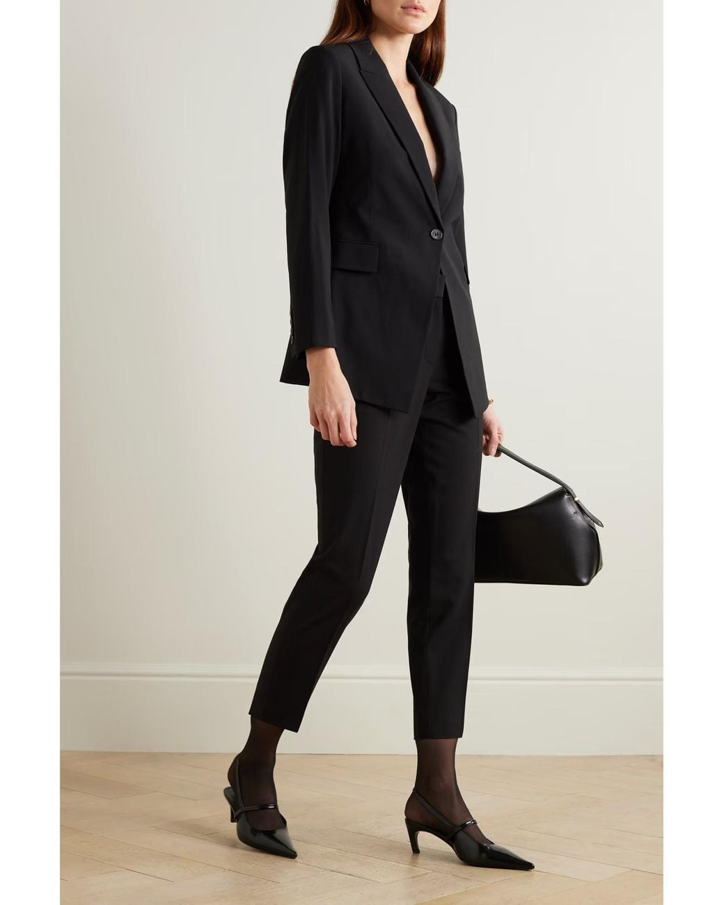 Theory Black Etiennette Grained Wool Blend Suit Jacket