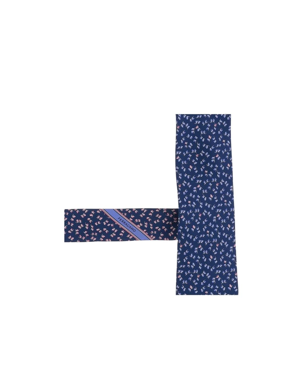 Ferragamo Blue Ferragamo Logo Stripe Patterned Tie for men