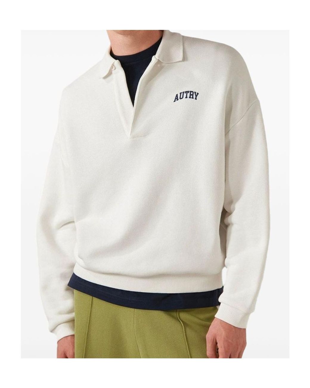 Autry White Logo Polo Sweatshirt for men
