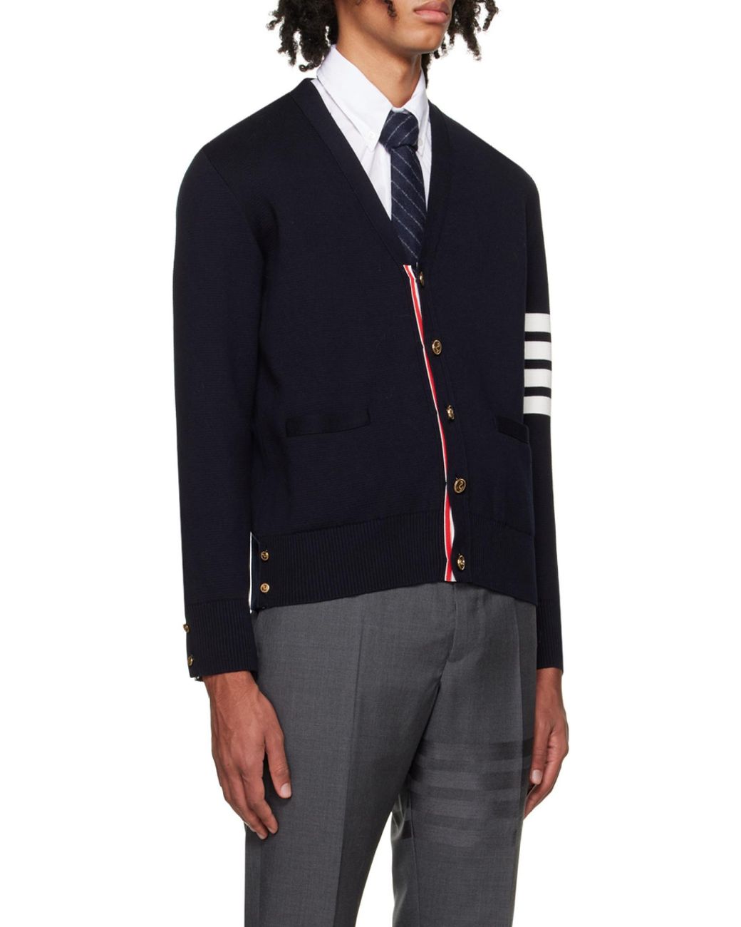 Thom Browne Blue Cardigan Scollo A V for men
