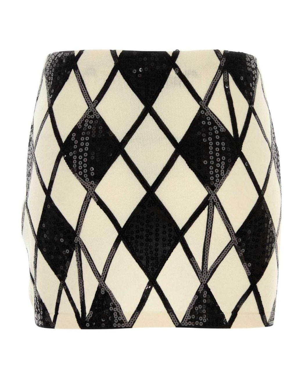 Blumarine Black Geometric Embroidered Mini Skirt