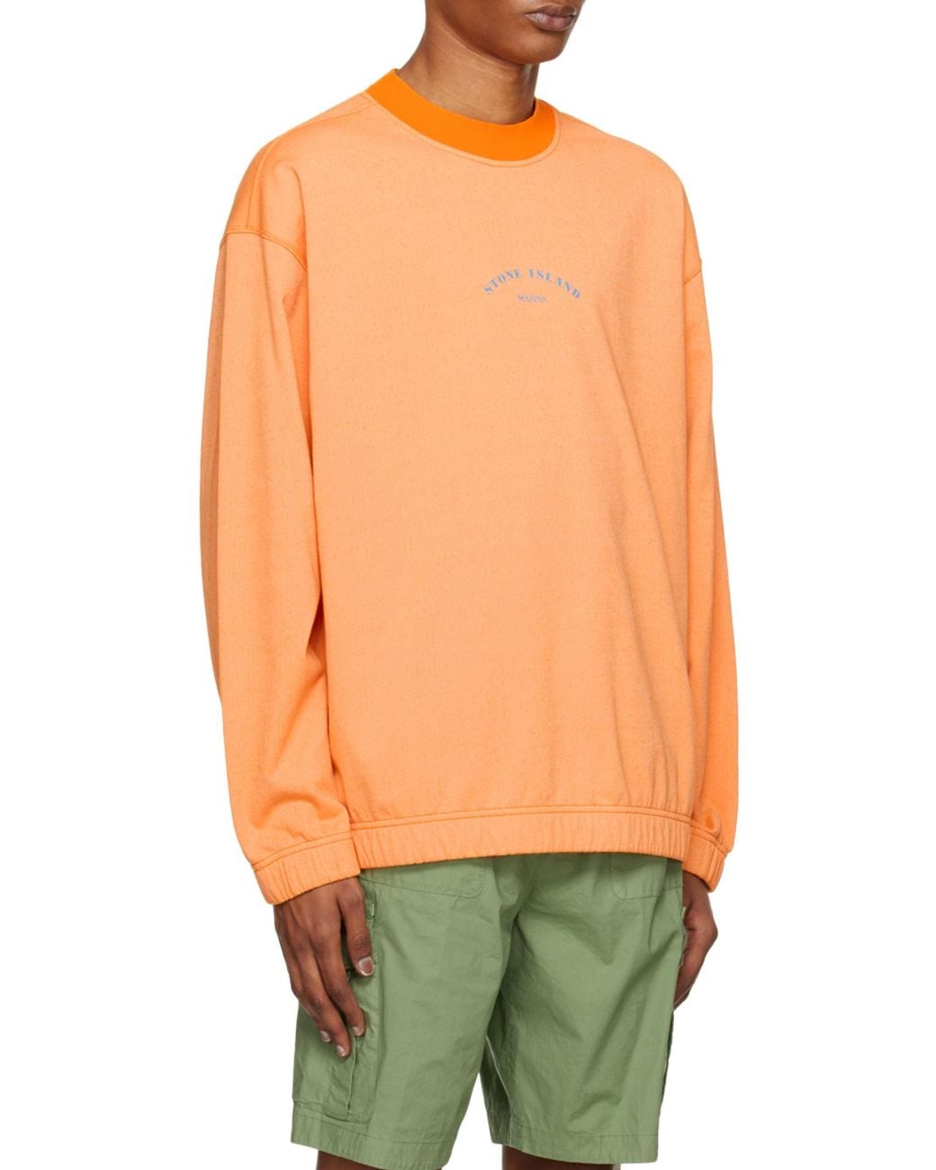 Stone Island Orange Logo-Printed Crewneck Sweatshirt for men