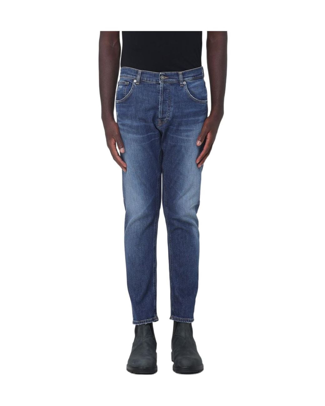 Dondup Blue Faded-Detail Denim Trousers for men