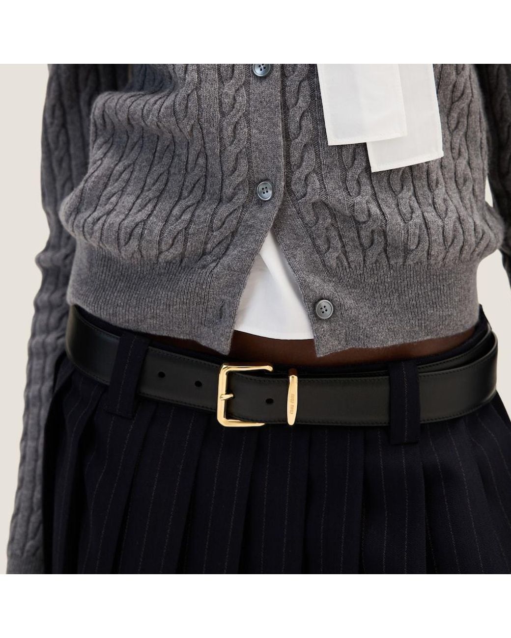 Miu Miu Black Logo-Appliqué Pleated Mini Skirt