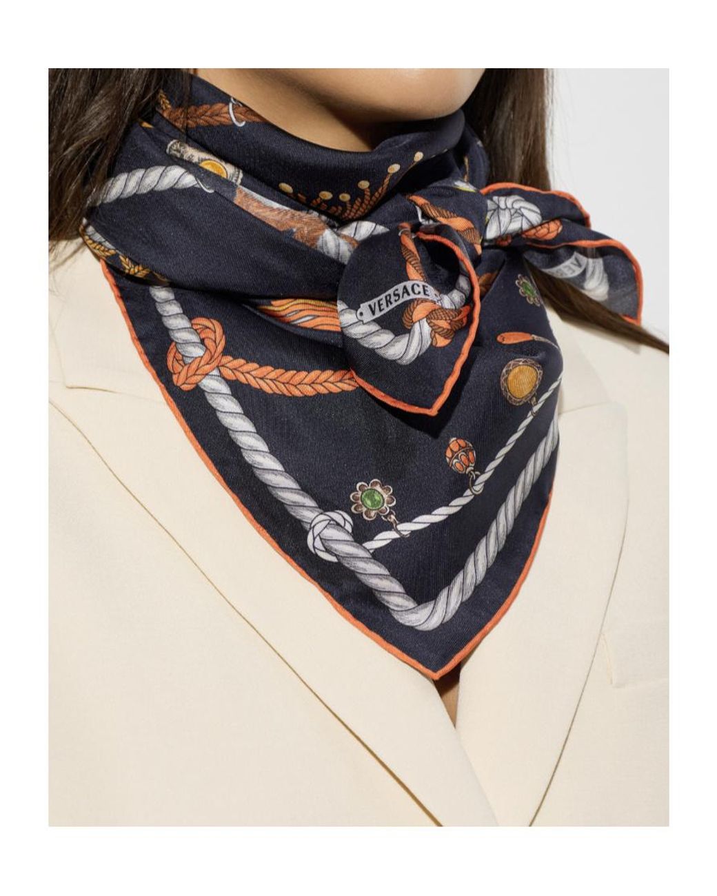 Versace Black Medusa Rope Printed Scarf for men