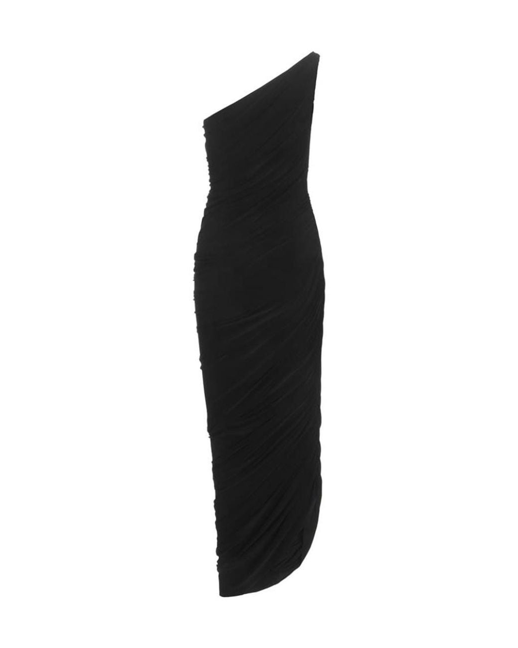Norma Kamali Black Fitted One-Shoulder Dress