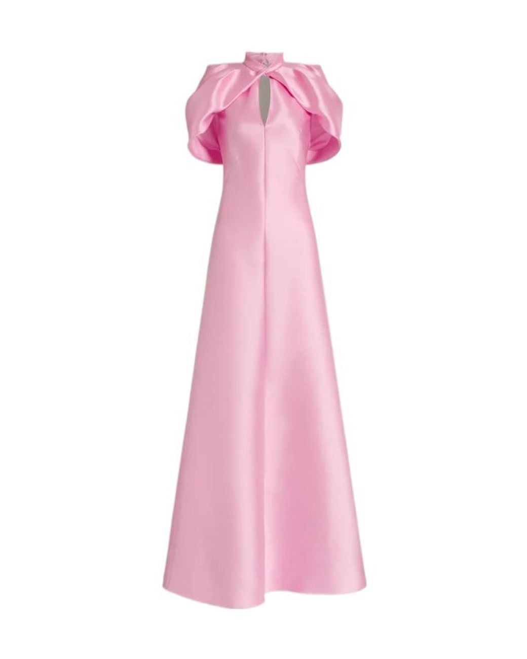Alberta Ferretti Pink Maxi Mikado Cut-Out Draped-Sleeve Dress