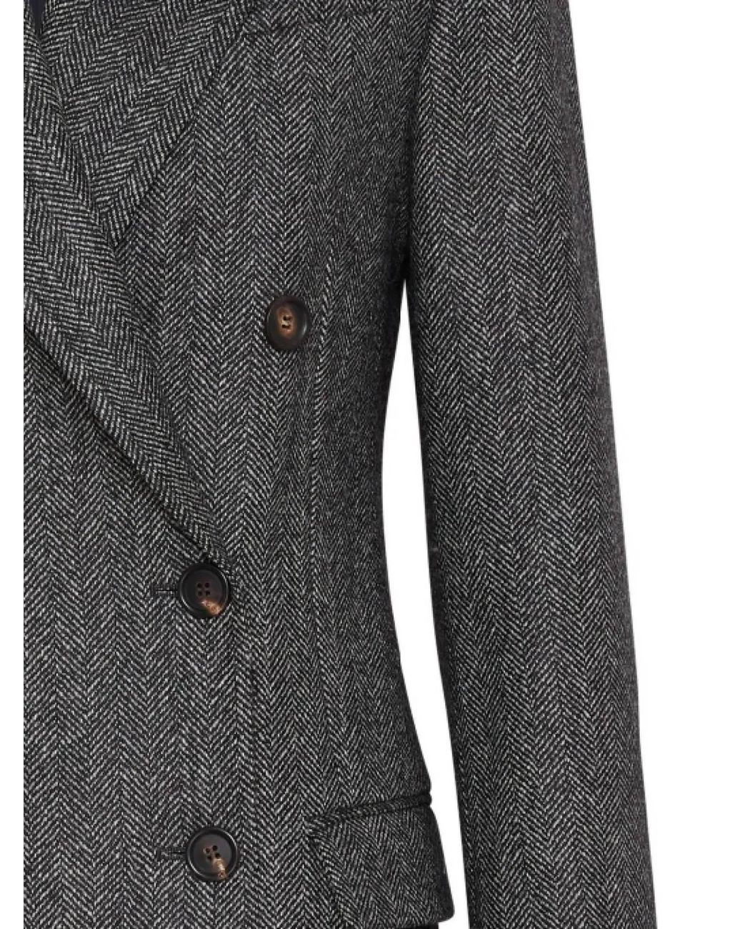 Brunello Cucinelli Gray ブルネロ クチネリ ヘリンボーン モチーフ ダブルブレスト ブレザー