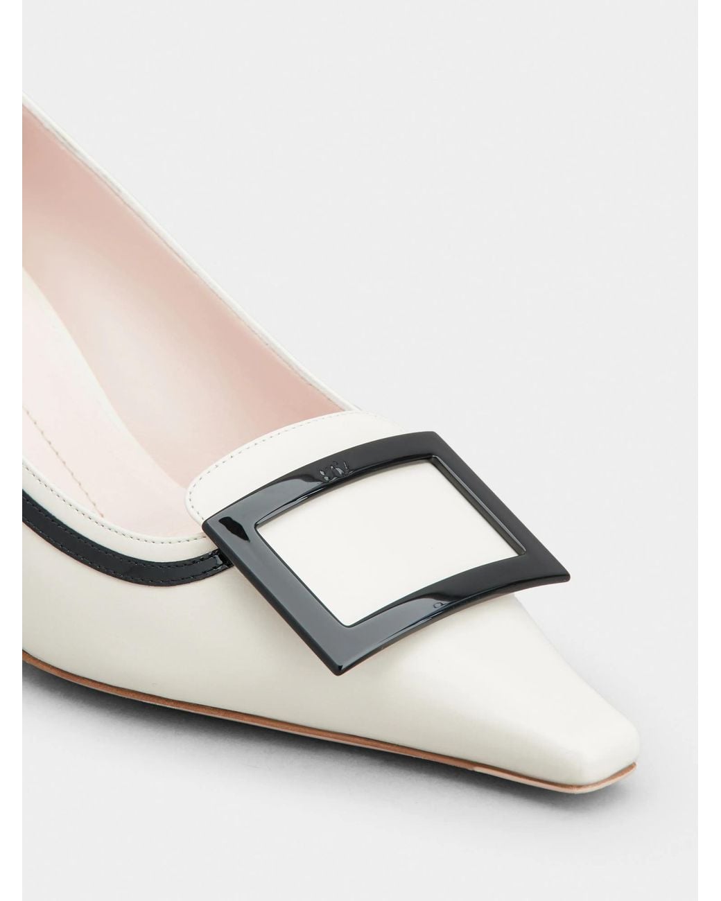 Roger Vivier White Viv Canard Leather Pumps