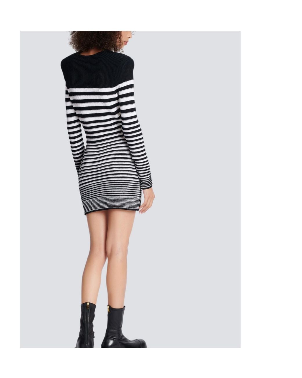 Balmain Black Striped Button-Detailed Mini Dress