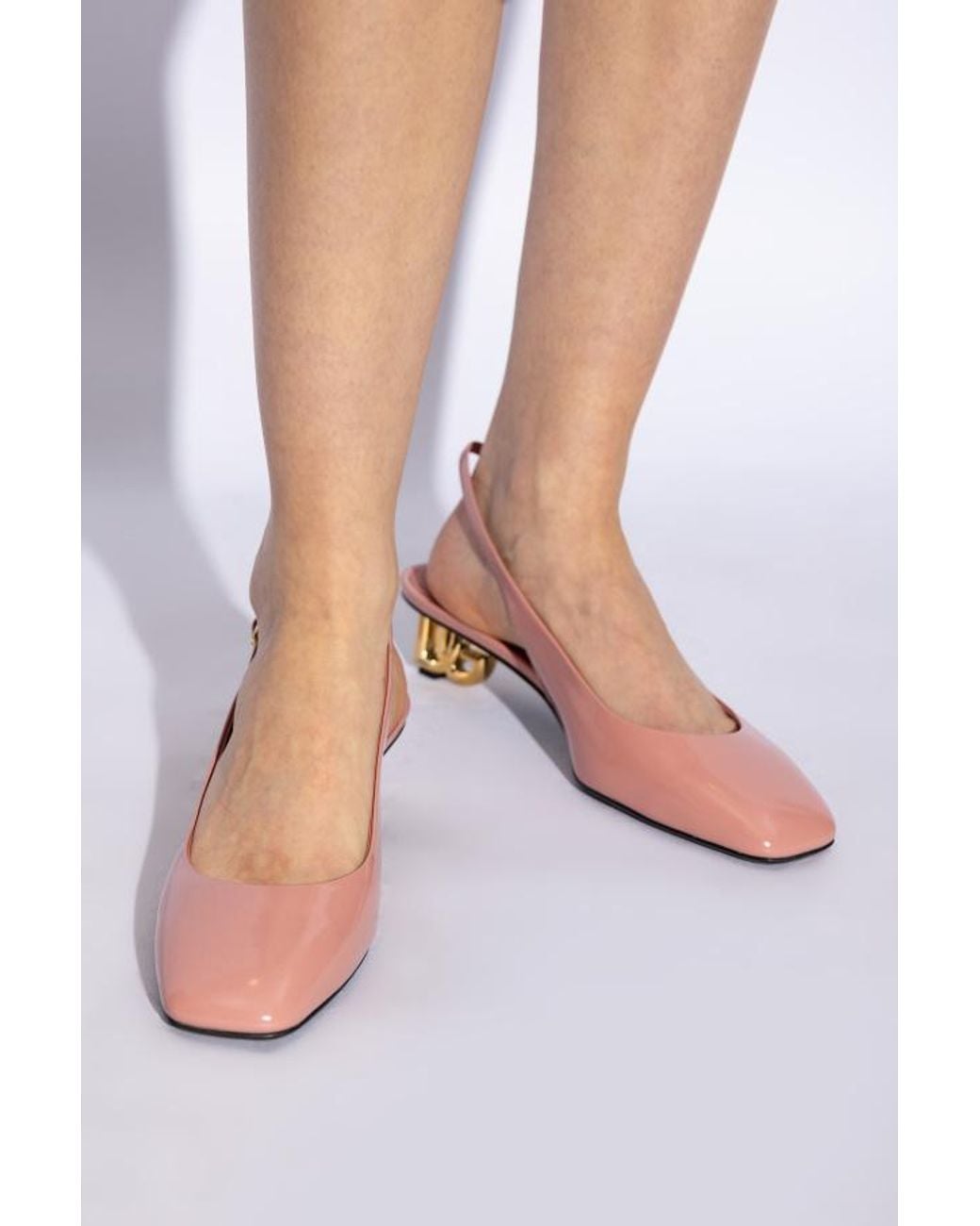 Dolce & Gabbana Pink Square Toe Slingback Pumps