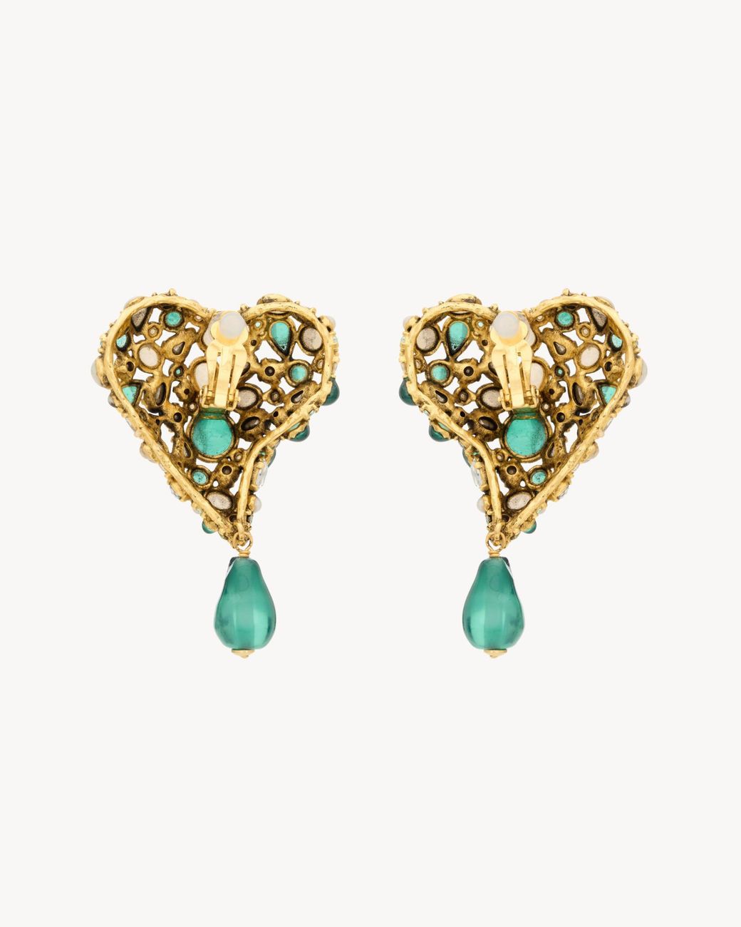 Saint Laurent Metallic Heart-Shaped Earrings