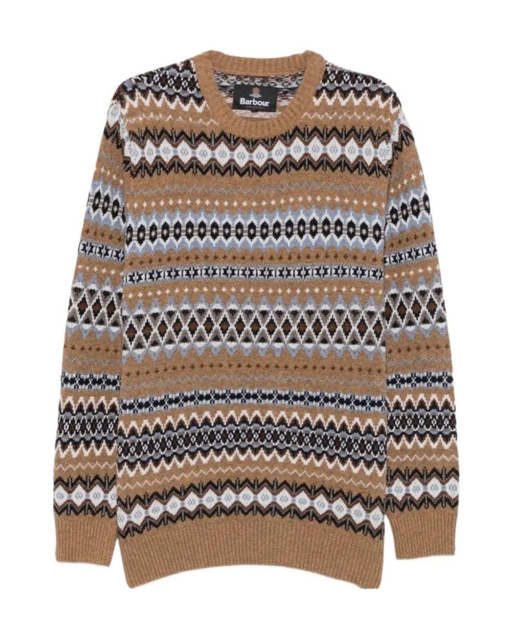 Barbour Brown Fair-Isle Sweater for men