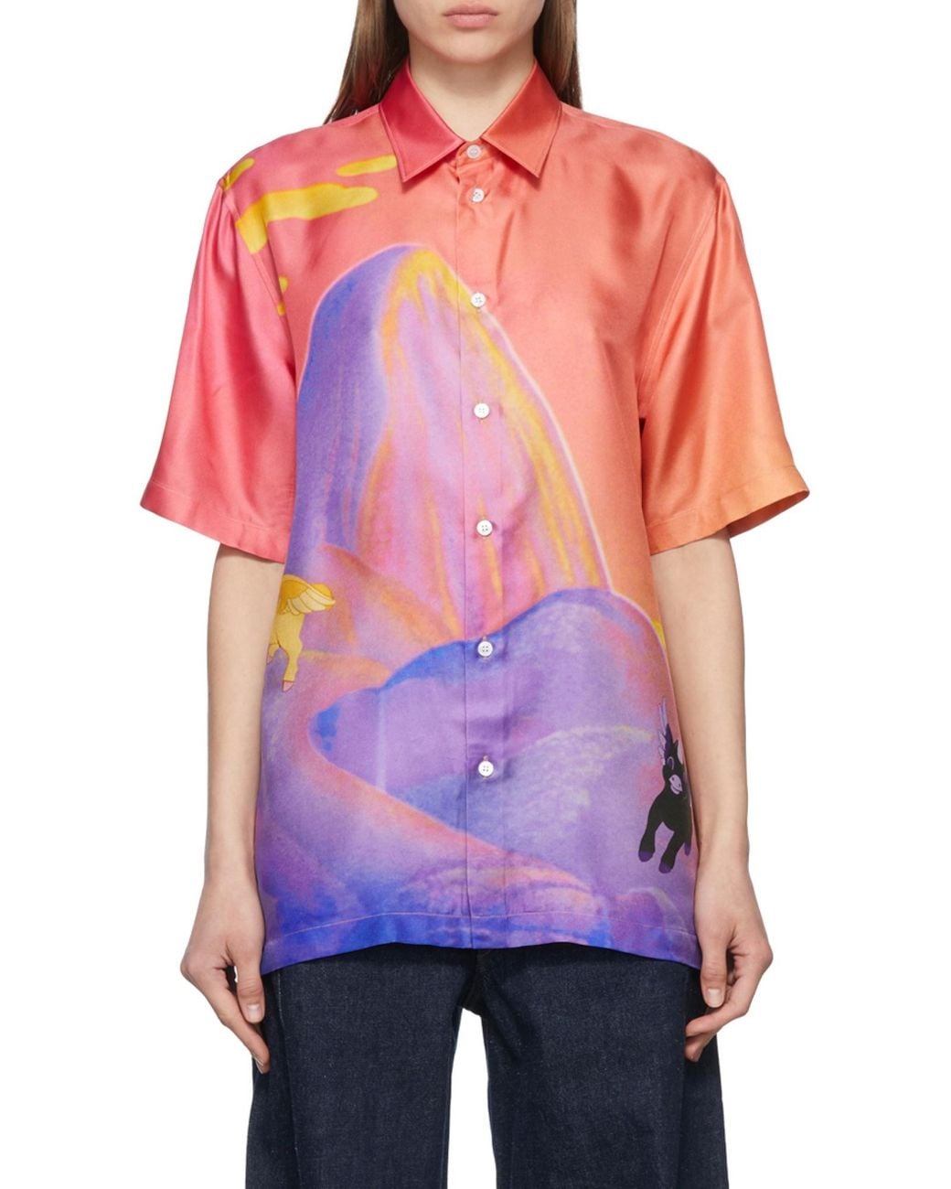 Stella McCartney Purple Graphic Print Short-Sleeve Shirt