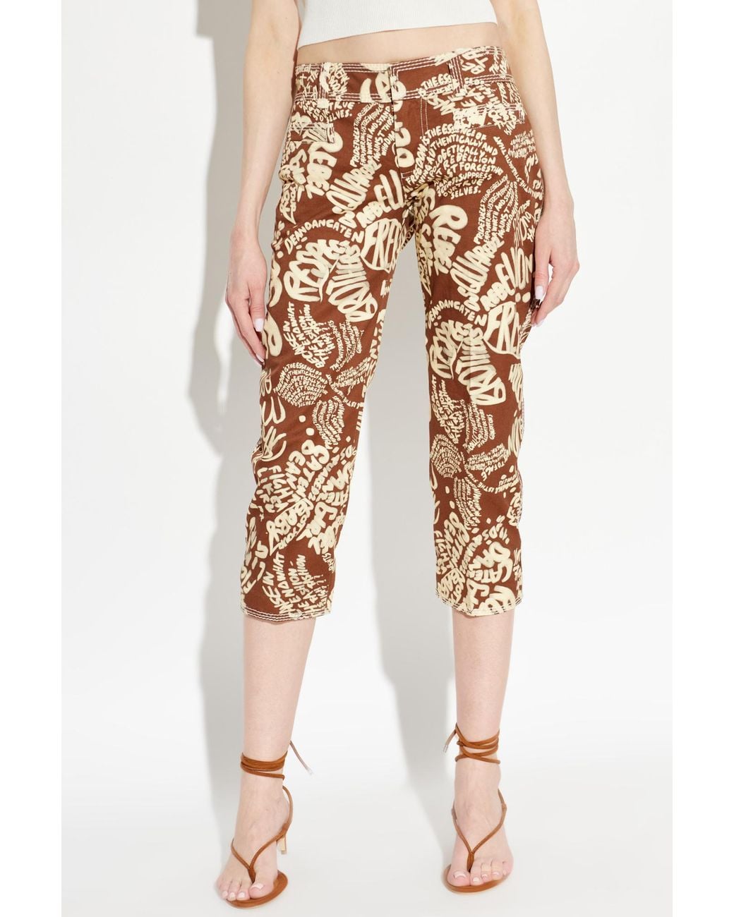DSquared² Natural Cropped Printed Jeans