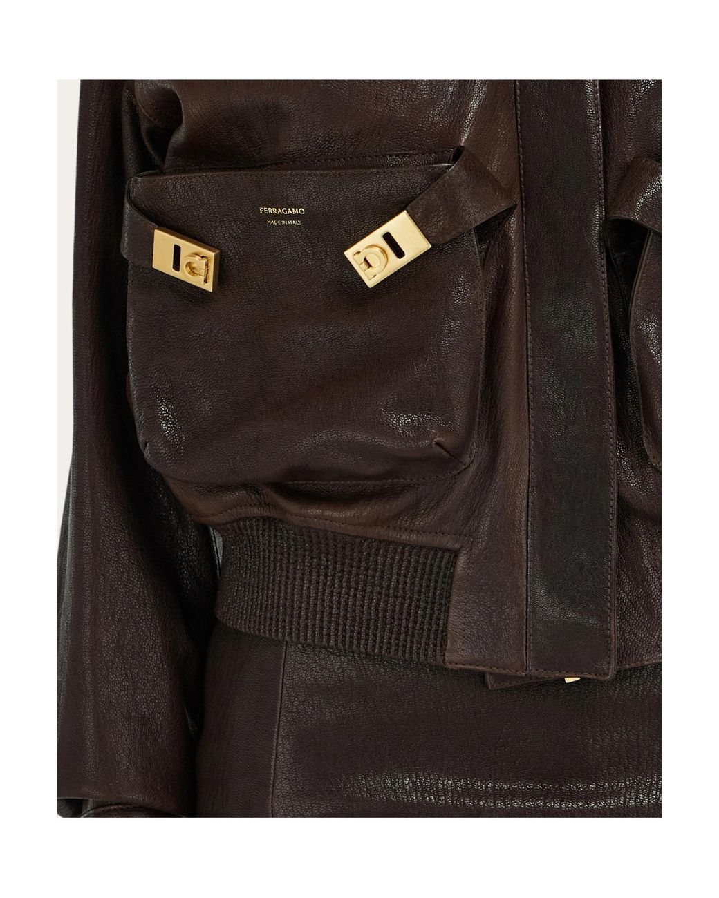 Ferragamo Black Leather Bomber Jacket