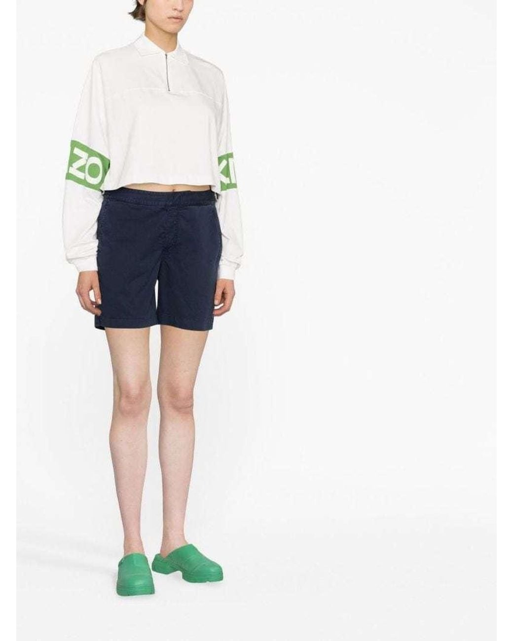 KENZO Green Logo Printed Polo Sweatshirt
