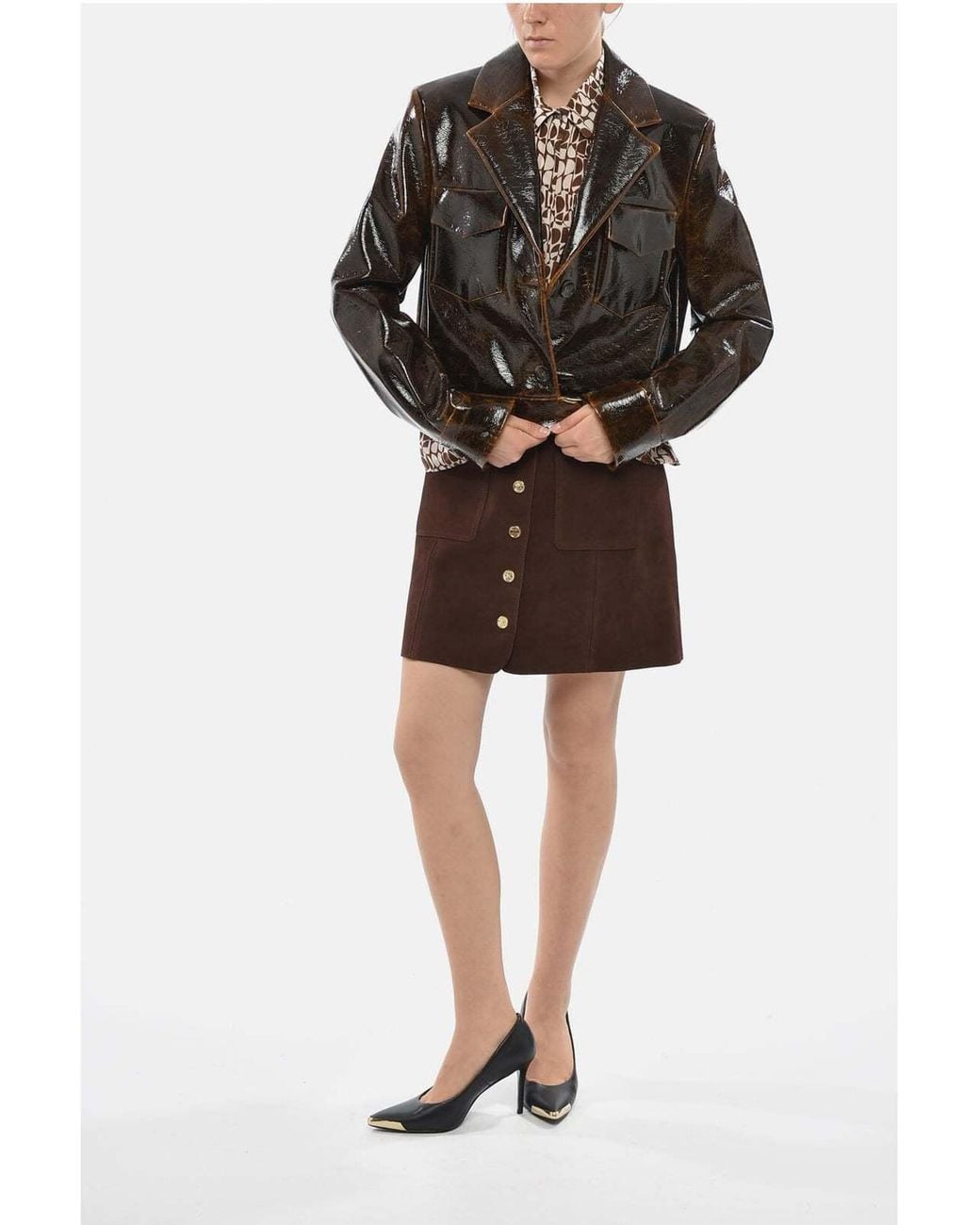 Max Mara Brown Macro Cropped Jacket