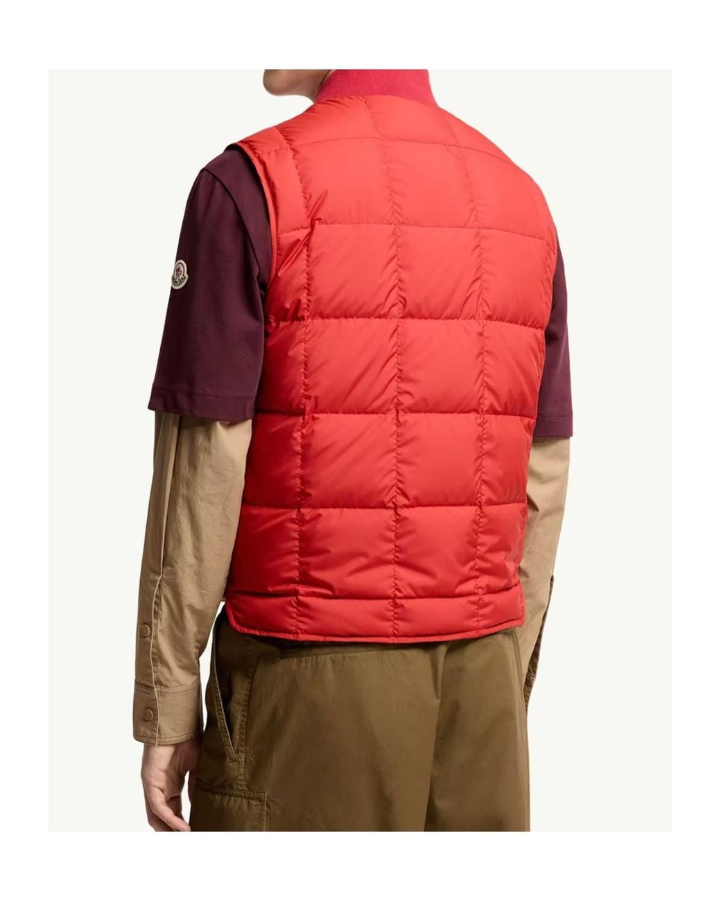 Moncler Red Elberton Square-Quilted Down Vest for men