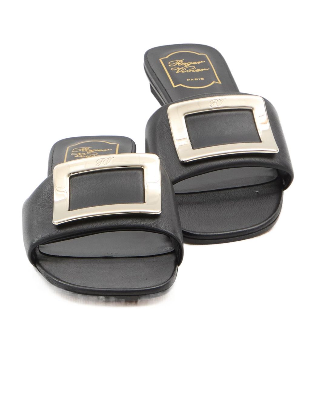 Roger Vivier White Logo-Engraved Open-Toe Mules