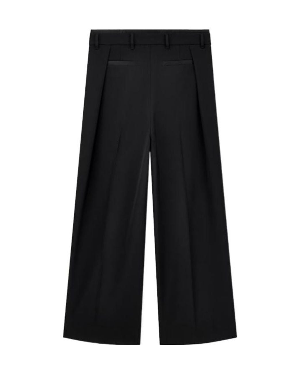 Emporio Armani Black Pleated Wide-Leg Trousers With A High Waist And Belt Loops for men