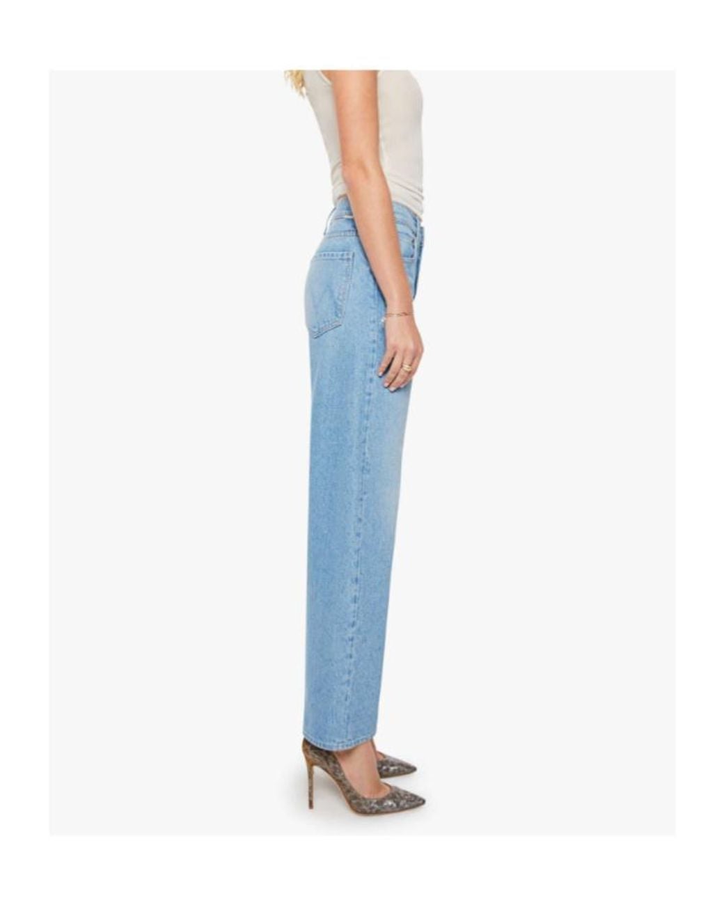 Mother Blue Faded Wide-Leg Jeans