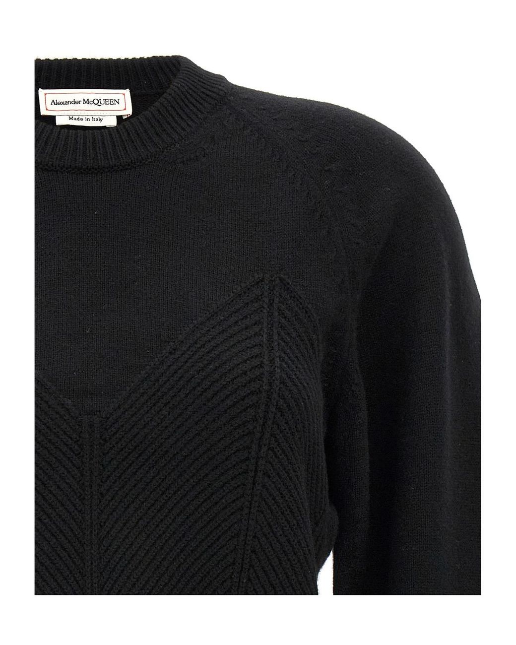 McQueen Black Chevron Corset Crewneck Jumper