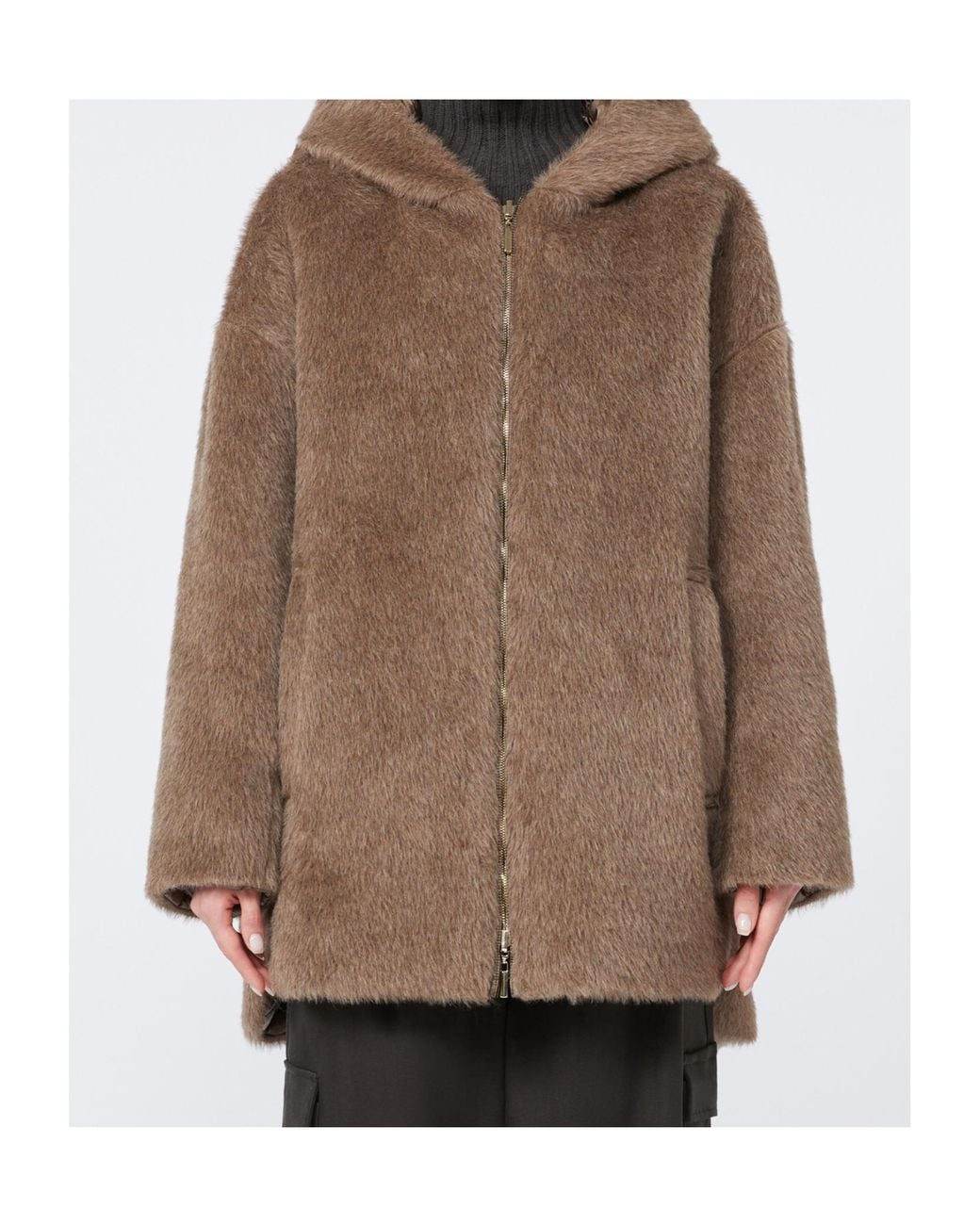 Max Mara Brown The Cube Spacefe Quilted Hooded Jacket