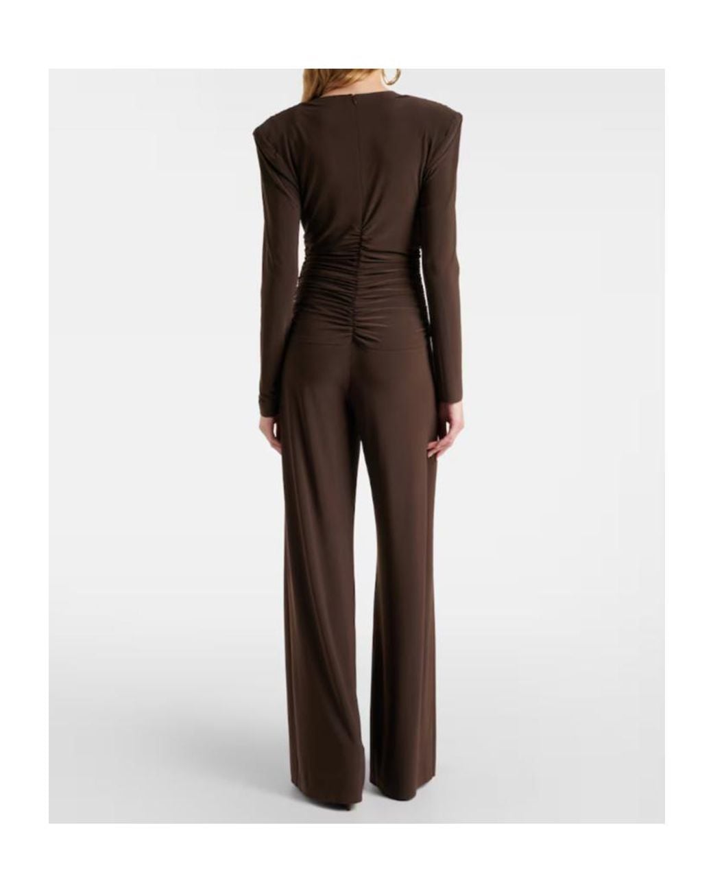 Norma Kamali Purple Ruched Jersey Jumpsuit