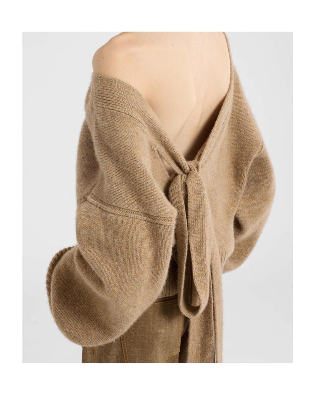 Ermanno Scervino Natural Open-Back Bow-Detail Sweater