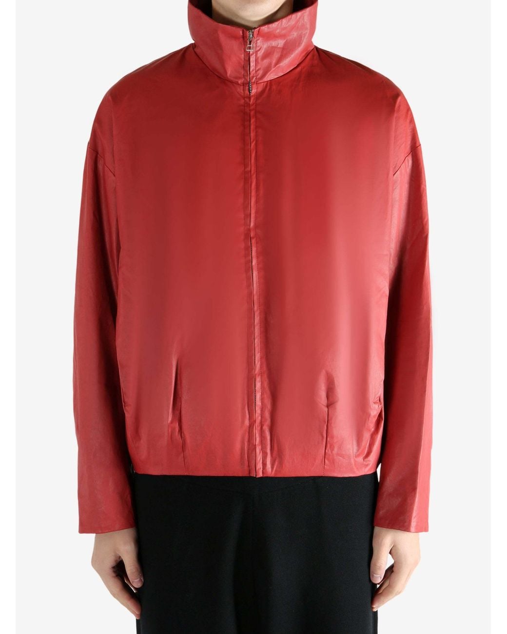 Omar Afridi Red Stand-Up Collar Jacket for men