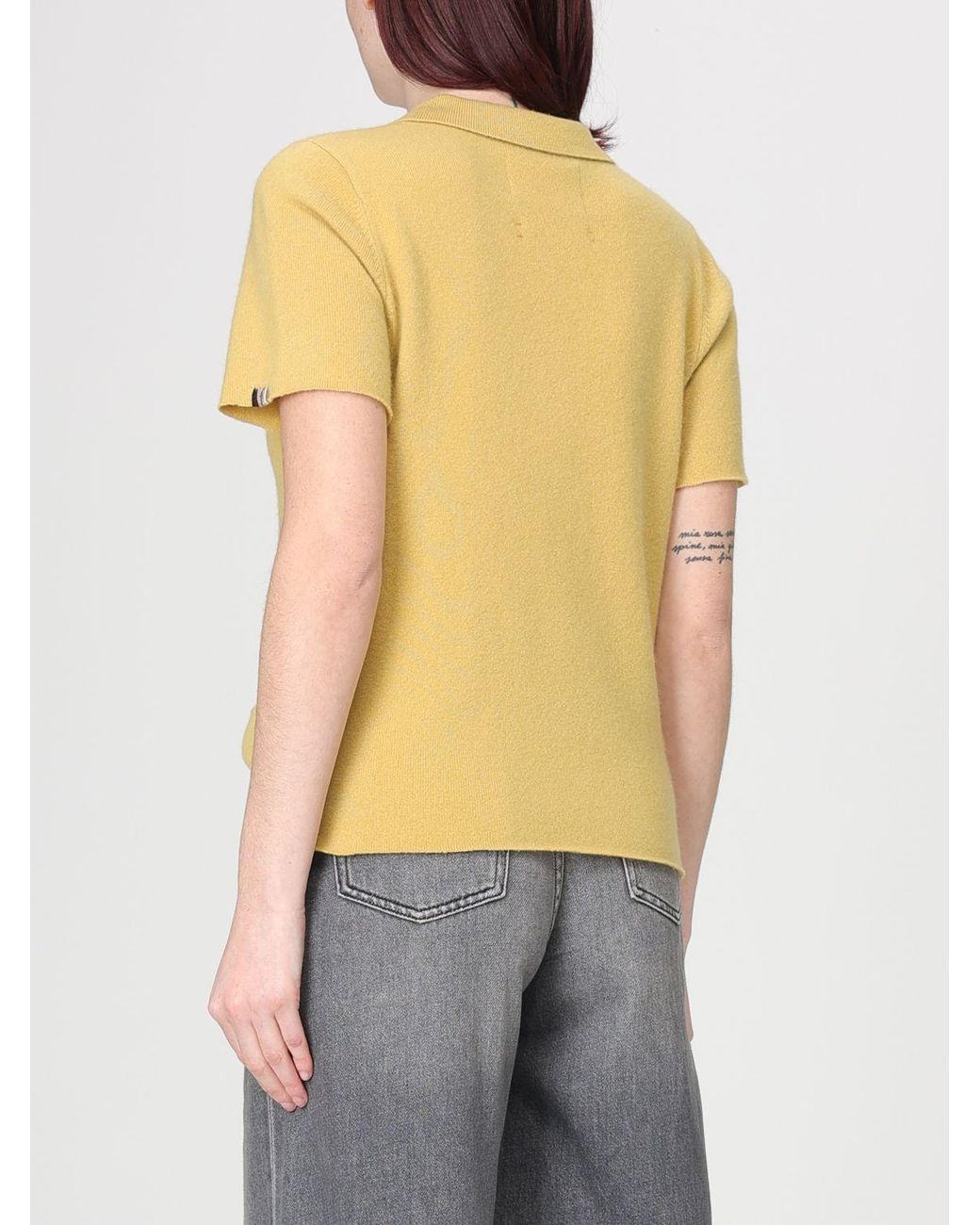 Extreme Cashmere Yellow Salamander Short Sleeve Polo Top