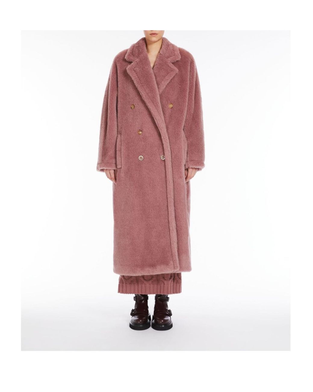 Max Mara Red Double-Breasted Fleece Coat