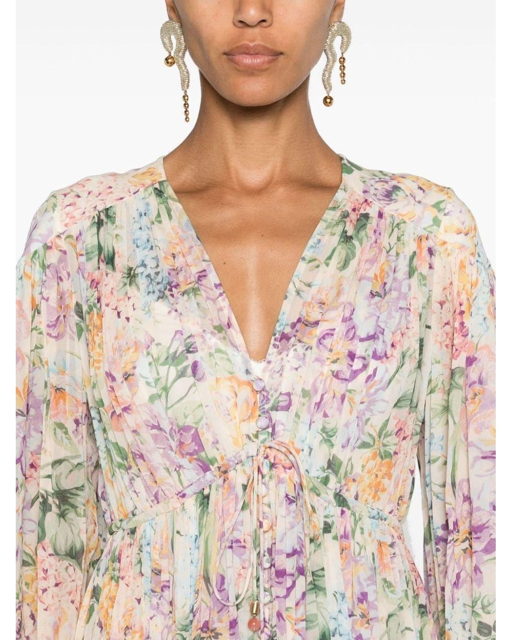 Zimmermann Natural Halliday Gathered Maxi Dress