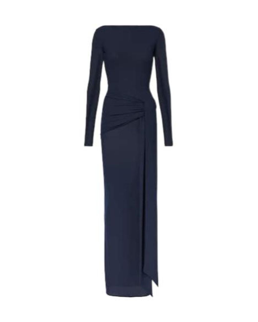 Alex Perry Blue Semi-Sheer Gathered Gown