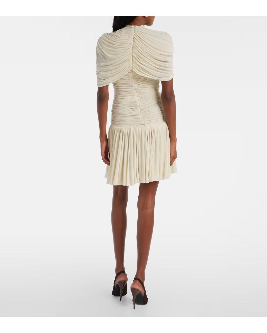 Magda Butrym Natural Pleated Mini Dress