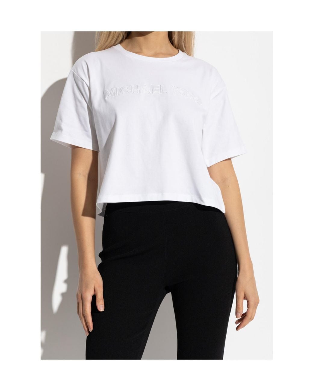 MICHAEL Michael Kors White Loose-Fit T-Shirt With Embroidered Logo