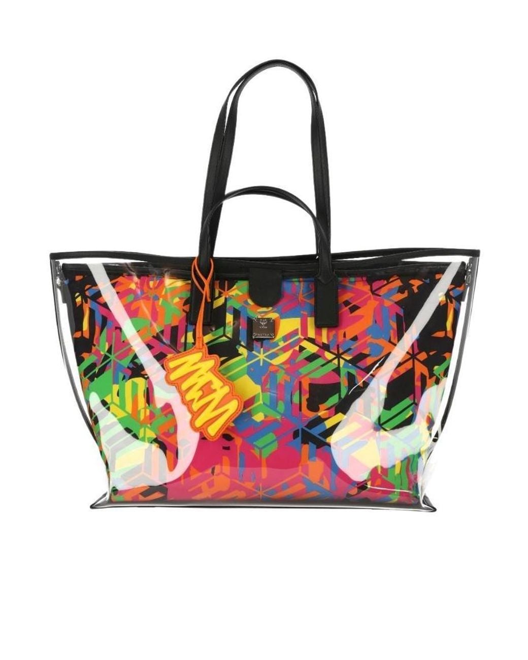 MCM Red Abstract Pattern Printed Tote Bag