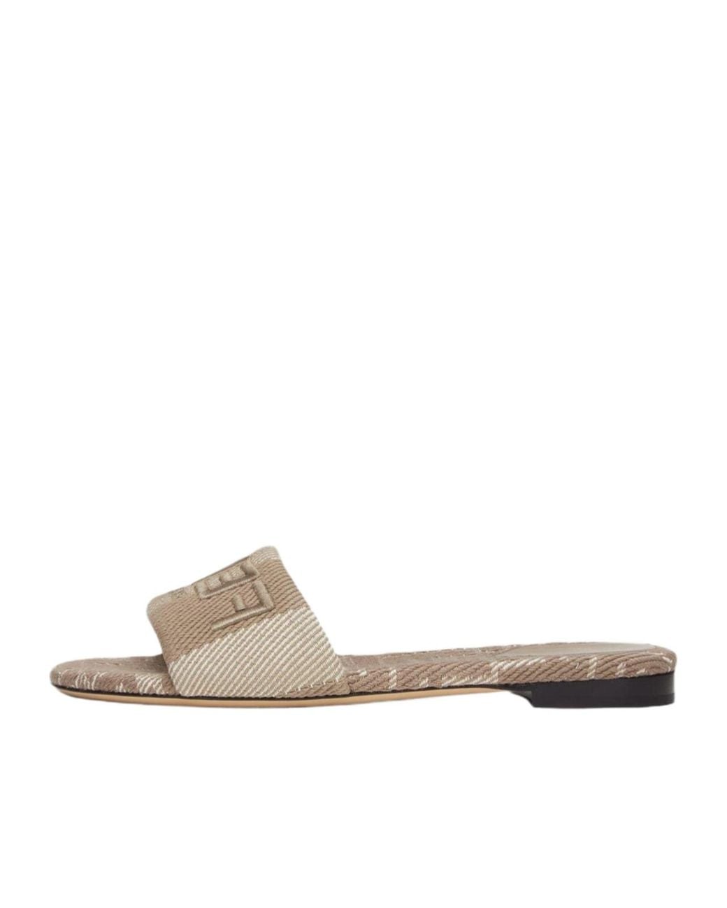Fendi White Sunshine Denim-Effect Jacquard Slides