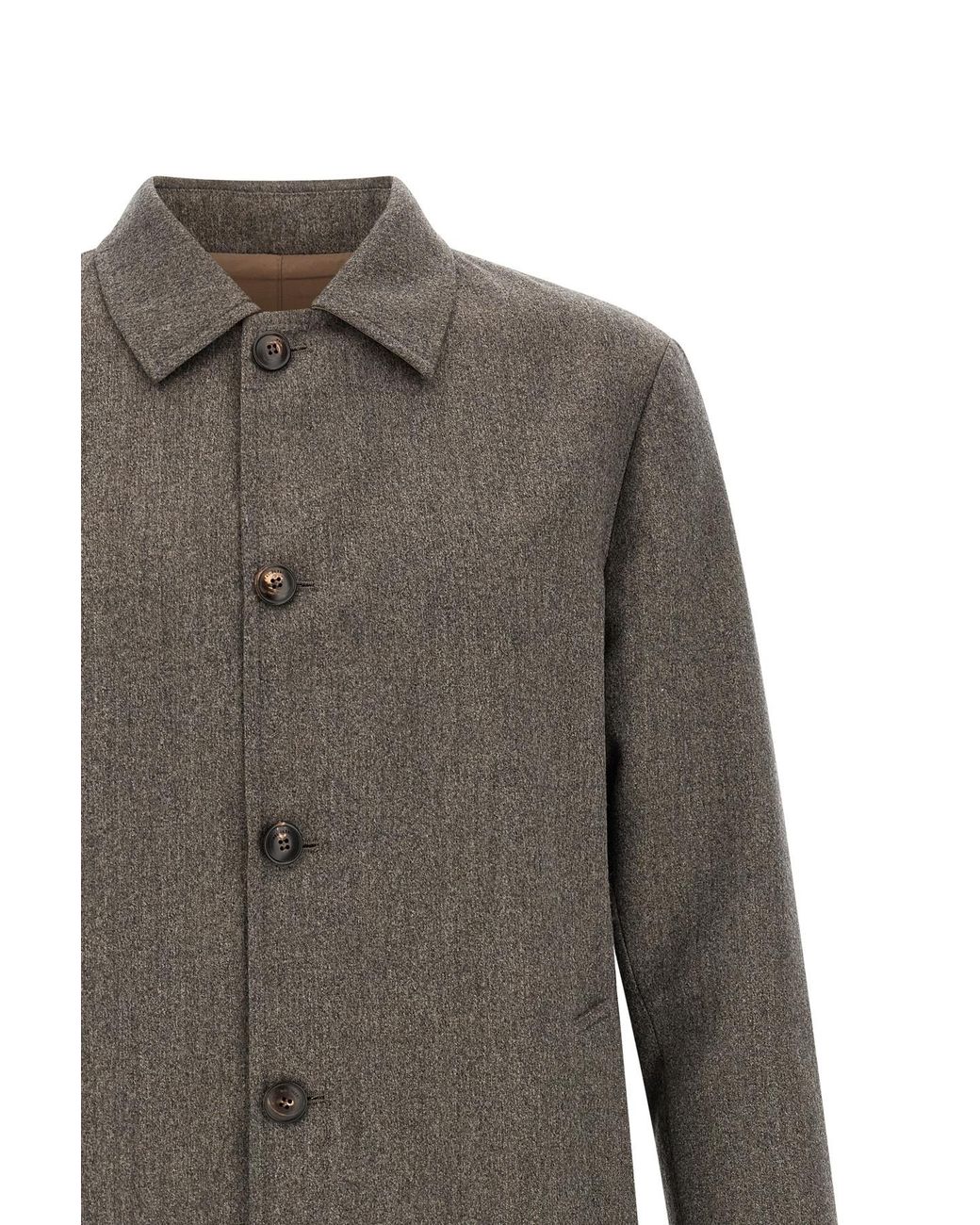 Pal Zileri Gray Reversible Shirt Collar Coat for men