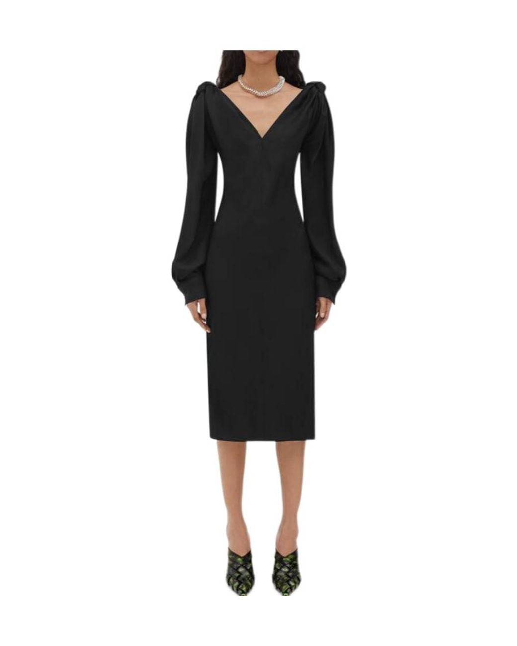 Bottega Veneta Black Knot Detailed Midi Dress