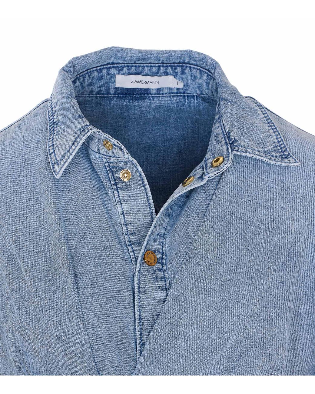 Zimmermann Blue Rebellion Denim Wrap Mini Dress